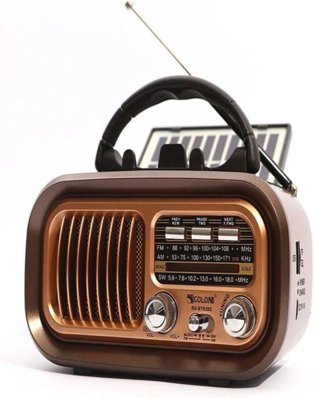 Nostaljik Görünümlü Solar Panelden Şarj Olabilen Telefon Standlı FM Radyo Bluetooth Hoparlör