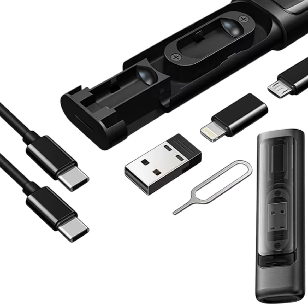 STORE Cep Tipi 60W Bas Aç Type-C,Şarj,Micro USB Hızlı Şarj Data Kablo Seti Destekli 5'i 1 Arada Seyahat Kablo Seti Kompakt Seyahat Kiti