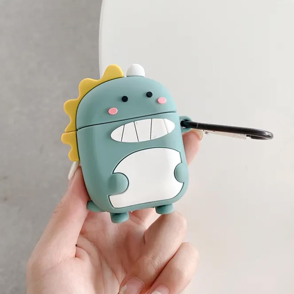 Huawei FreeBuds 5 için Kılıf Cartoon Figürlü Silikon Crtn-Fgr-Ct-Dnzr-Ysl [FreeBuds 5 ile Uyumlu Kılıf - Açık Yeşil]
