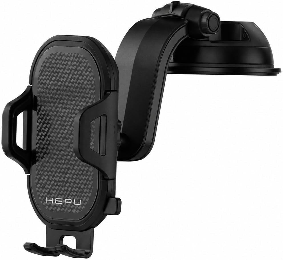 Armor Series HP-AA03 Güçlü Vakumlu Vantuzlu Araç İçi Telefon Tutucu - Tek Elle Kullanım Imkanı Sunan Metal ve Plastik Gövdeli Torpido/Ön Cam Uyumlu Araç Tutacağı