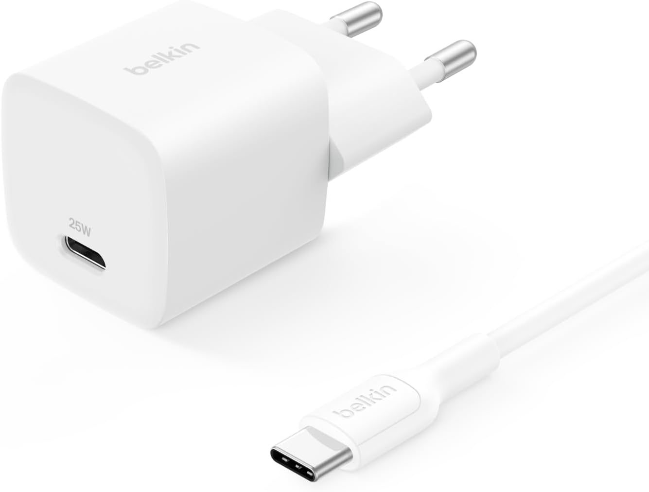 USB-C Fiş 25 W, 60 W USB-C Kablo ile (1 m), Apple iPhone 16 Serisi, iPad Pro, Samsung Galaxy S25, Nintendo Switch ve Daha Fazlası için PD 3.0 PPS Hızlı Şarj Cihaz, Beyaz