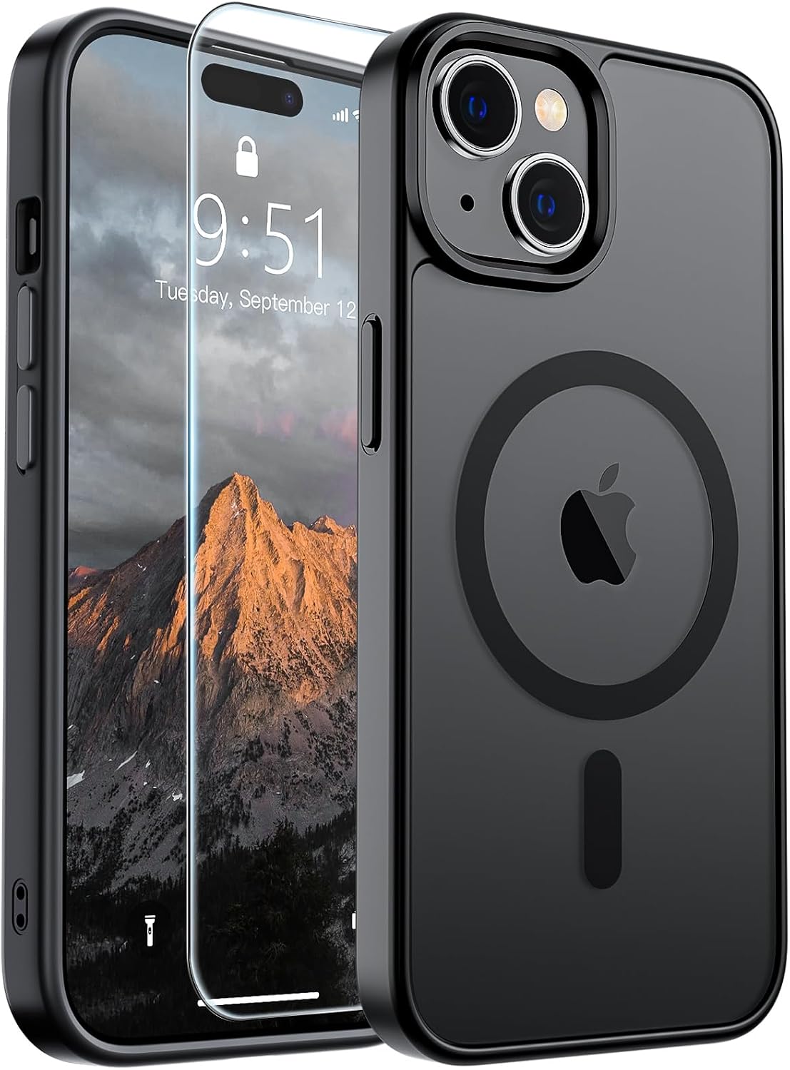 iPhone 15 için Manyetik Kılıf (MagSafe ile Uyumlu) (Askeri Sınıf Düşme Koruması) İnce Yarı Saydam Mat Darbeye Dayanıklı Parmak İzi Önleyici Telefon Kılıfı, Siyah