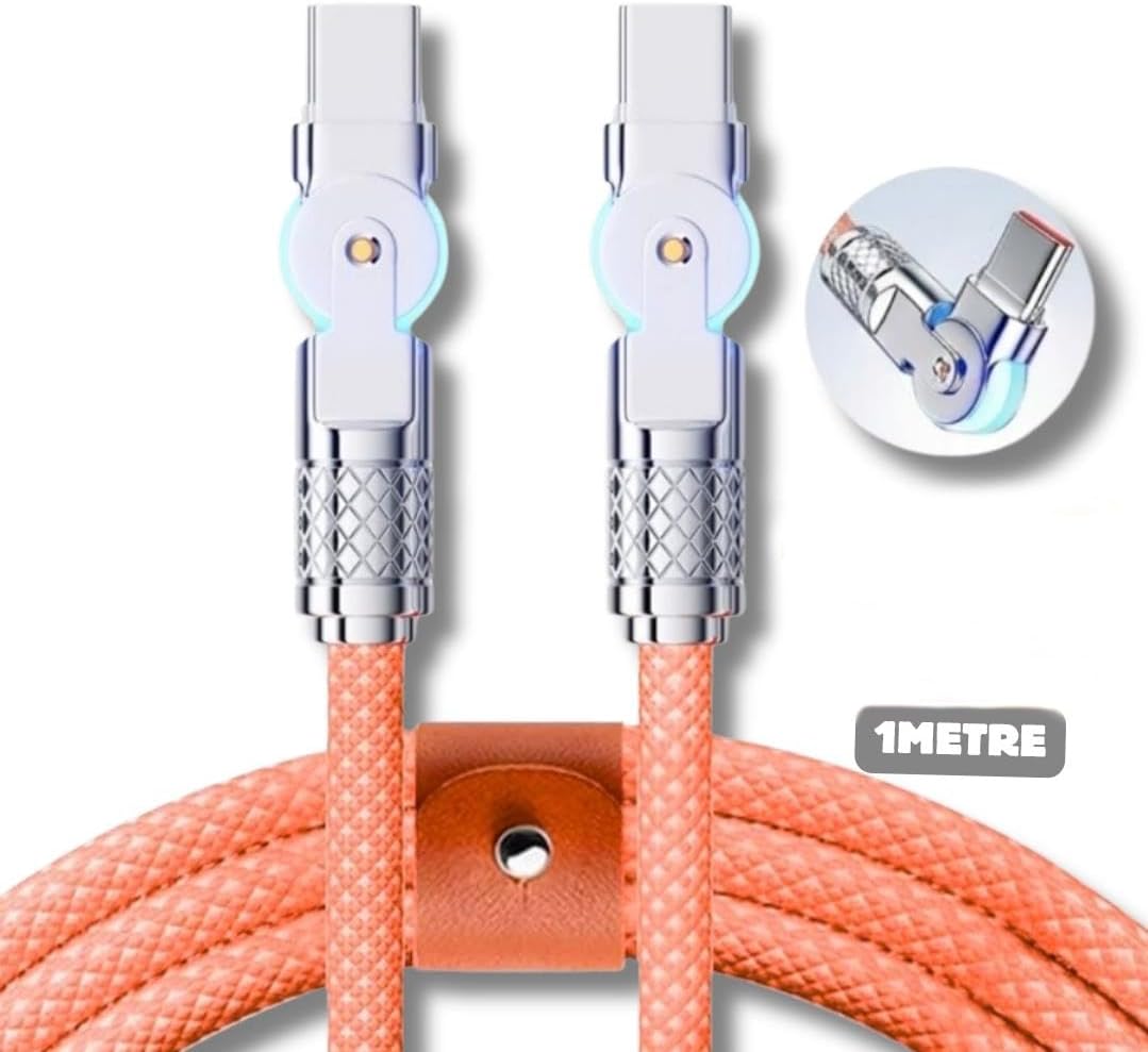 A6017 Type C To Type C Hızlı Şarj Data Kablosu Çevirici Dönüştürücü Adaptör 180° Döner 120W - 1M