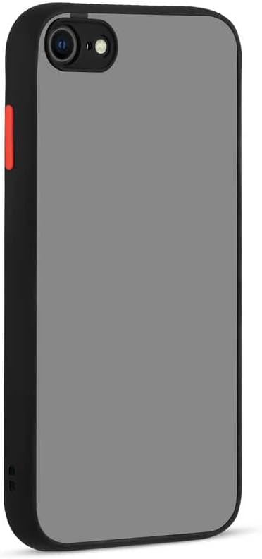 iPhone 7-8 - Se 2020 2022 ile Uyumlu Arka Kısmı Mat Şeffaf Yapıya Sahip Kenarları Silikon Tpu Malzemeden Üretilmiş Renkli Tuşlara Kamera Korumalı Transparan Kılıf (Siyah)