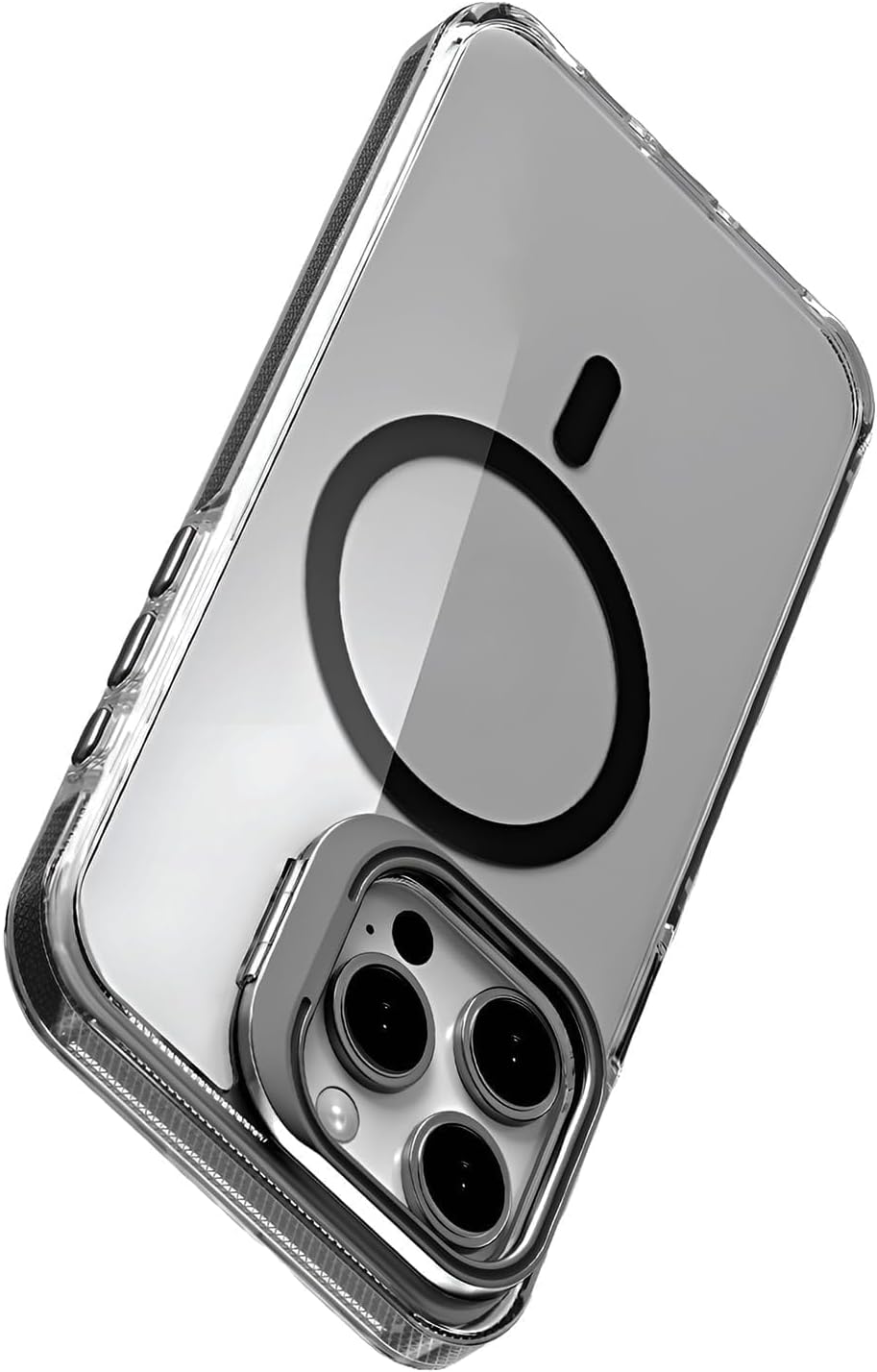 iPhone 14 Pro Max için Magsafe ile Uyumlu Luxo Serisi Yüksek Kalite Kılıf Ultra Şeffaf Görünüm Ve Standlı Ergonomik Tasarım (Siyah, 14 Pro Max)
