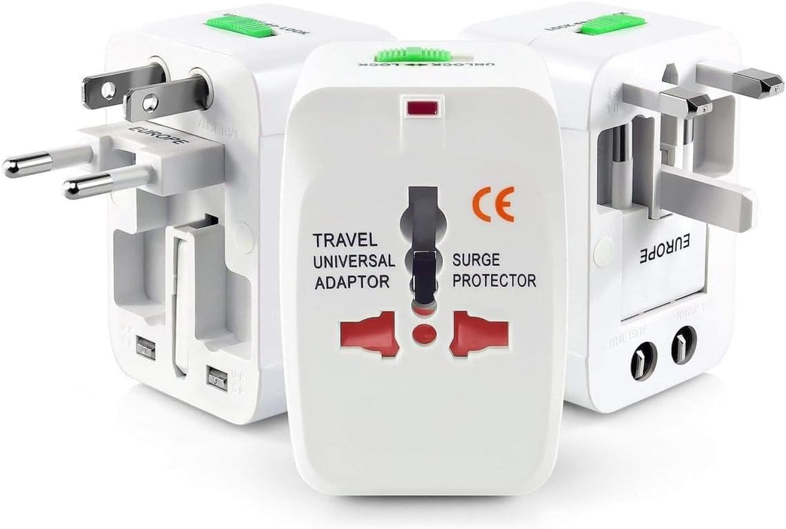 Evrensel Priz Çevirici Seyahat Tipi Universal Adaptör – İngiliz, Amerikan ve Avustralya Fiş Uyumlu, +150 Ülke İçin Priz Çevirici (Voltaj Dönüştürmez)