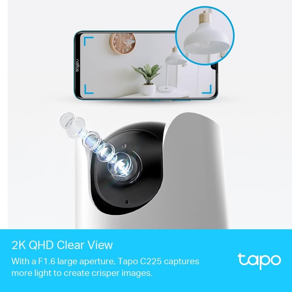 C225, 2K QHD Wi-Fi Güvenlik Kamerası, Yapay Zeka Desteği, Hareket Tespit ve Takibi, 360°, Renkli Gece Görüşü, Çift Yönlü Sesli İletişim, Bulut/Yerel Depolama, Bebek Ağlaması Tespiti