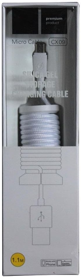 Micro USB Data ve Şarj Kablosu Örgülü 1.1M - CX09 Beyaz