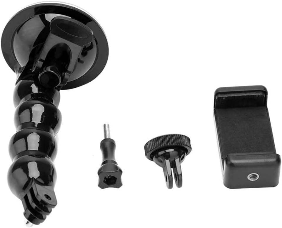 AX-231T Vantuzlu Araç İçi Esnek Kamera ve Telefon Tutucu – GoPro, Insta360, DJI Osmo Action, Akıllı Telefonlar ile Uyumlu