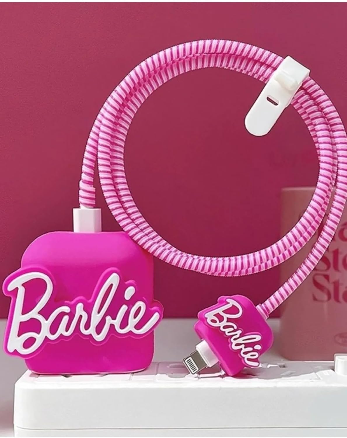 Iphone 18W/20W ile uyumlu Barbie Şarj Kılıfı, Şarj Kablosu Örme Aparatı, Toparlayıcı, Kablo Koruyucu