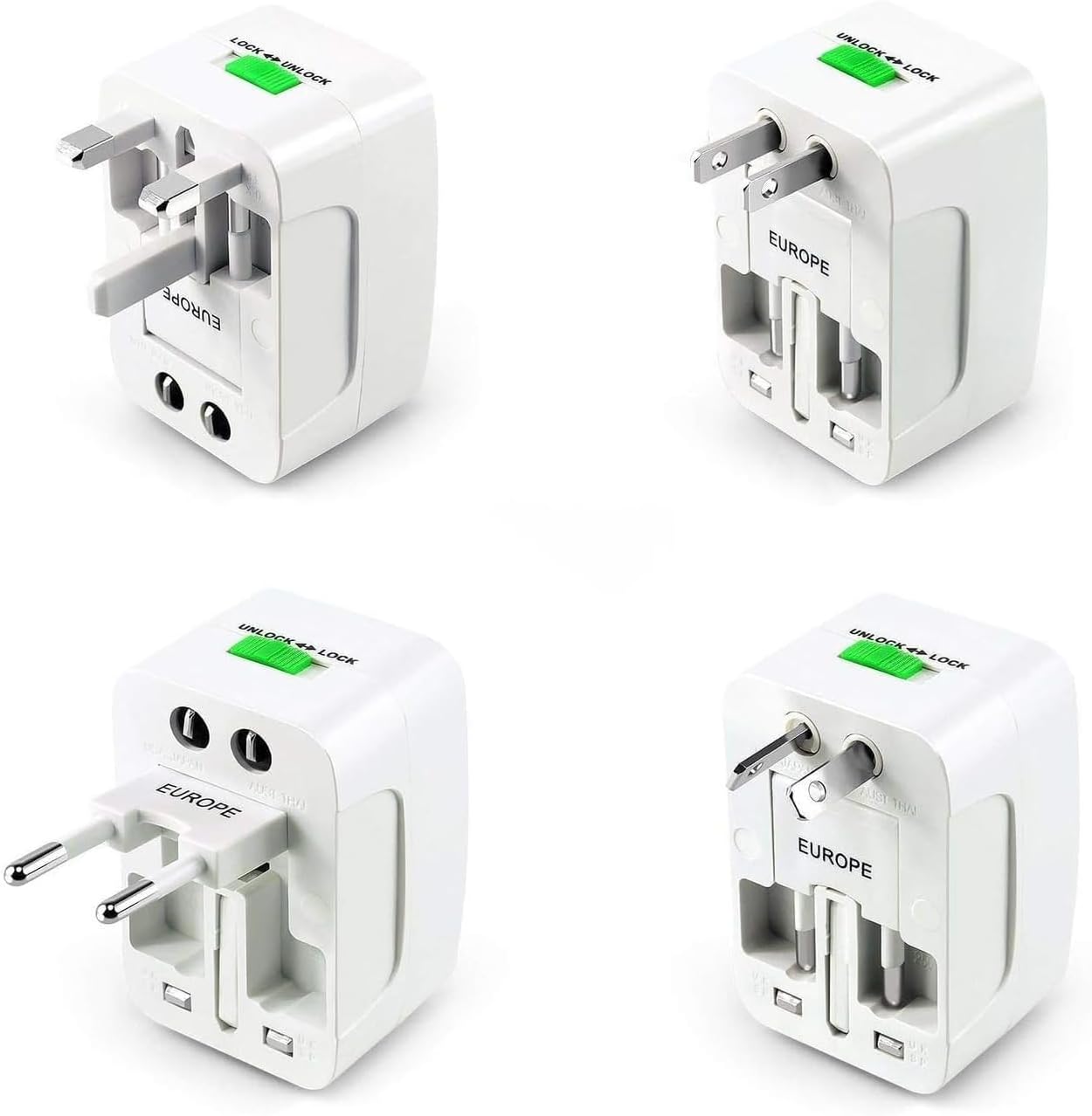 Evrensel Seyahat Adaptörü, Priz Çevirici Dönüştürücü, 150+ Ülke Uyumlu, Tip A/B/C/G/I, Beyaz, Kompakt Tasarım, 110V 250V Uyumlu (1ADET)