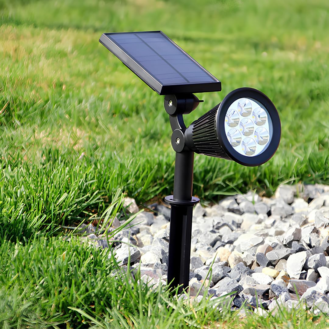 Solar Güneş Enerjili Bahçe Lambası 7 LED'li - IP65 Su Geçirmez Ayarlanabilir LED Projektör, Dış Mekan Çim, Patika, Duvar Aydınlatması ve Peyzaj Armatürü