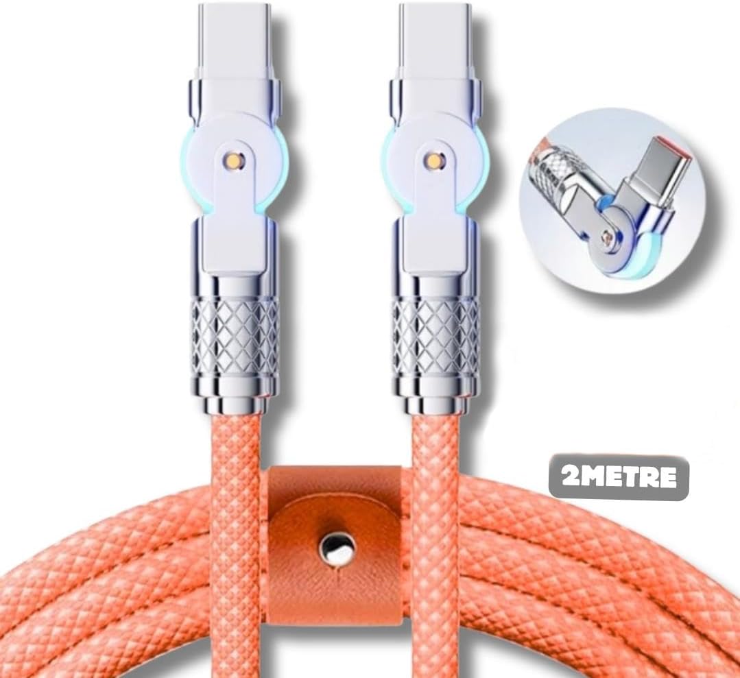 A6018 Type C To Type C Hızlı Şarj Data Kablosu Çevirici Dönüştürücü Adaptör 180° Döner 120W - 2M