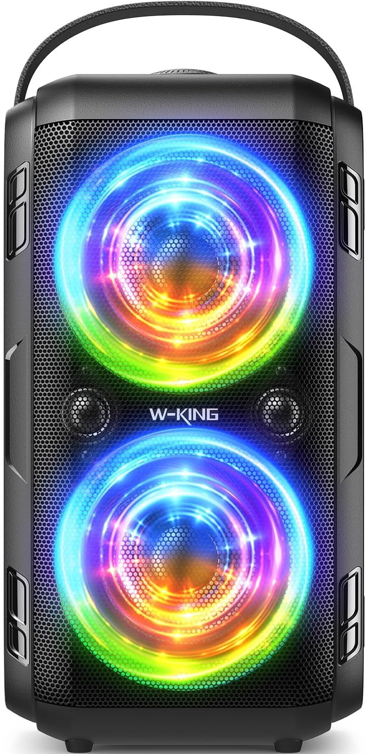 Bluetooth hoparlör, 80W taşınabilir kablosuz hoparlör kutusu müzik kutusu, güçlü bas, güçlü 105db ses, karışık renkli LED ışıkları, USB çalma, 24 saat çalma süresi