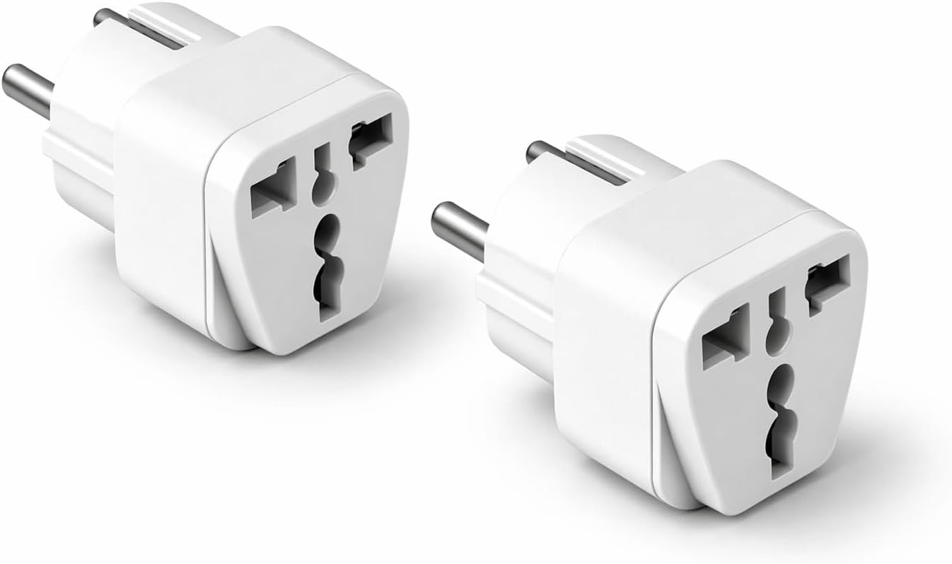 Universal Priz Adaptörü 2’li Set, Avrupa Tipi Fiş EU,Çoklu Girişli Seyahat Adaptörü, Tüm Ülkelerle Uyumlu, Kompakt Tasarım, Ev & Ofis & Seyahat İçin Uygun