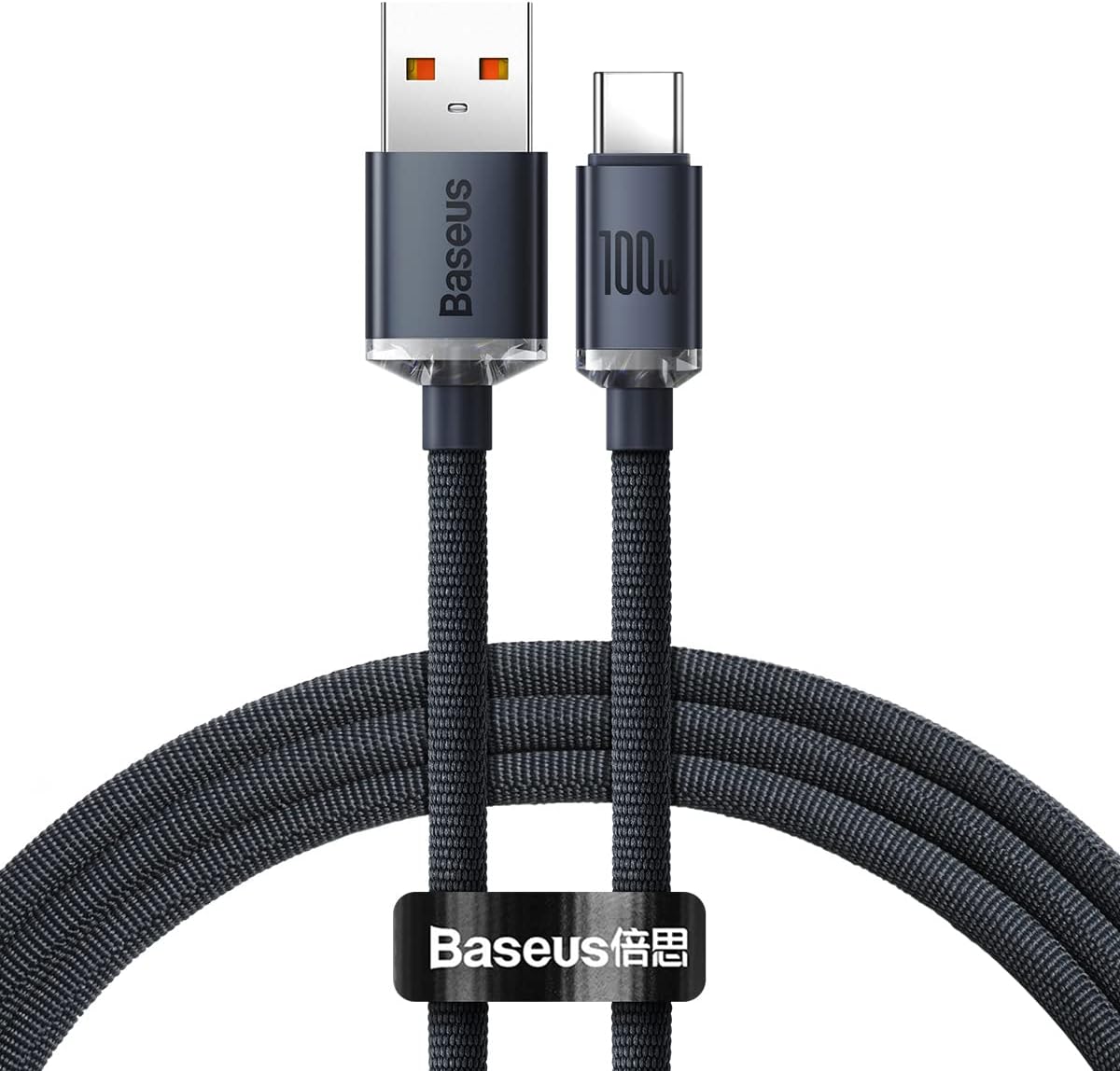 Crystal Shine USB-A - Type-C Hızlı Şarj Veri Kablosu 100W 5A 1,2M – Siyah (iPhone ile uyumlu değildir)