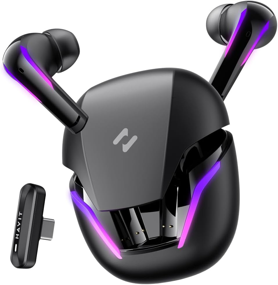 TW970 TWS RGB Gaming Bluetooth Kulaklık - 2.4GHz ve Bluetooth Modu (Siyah)