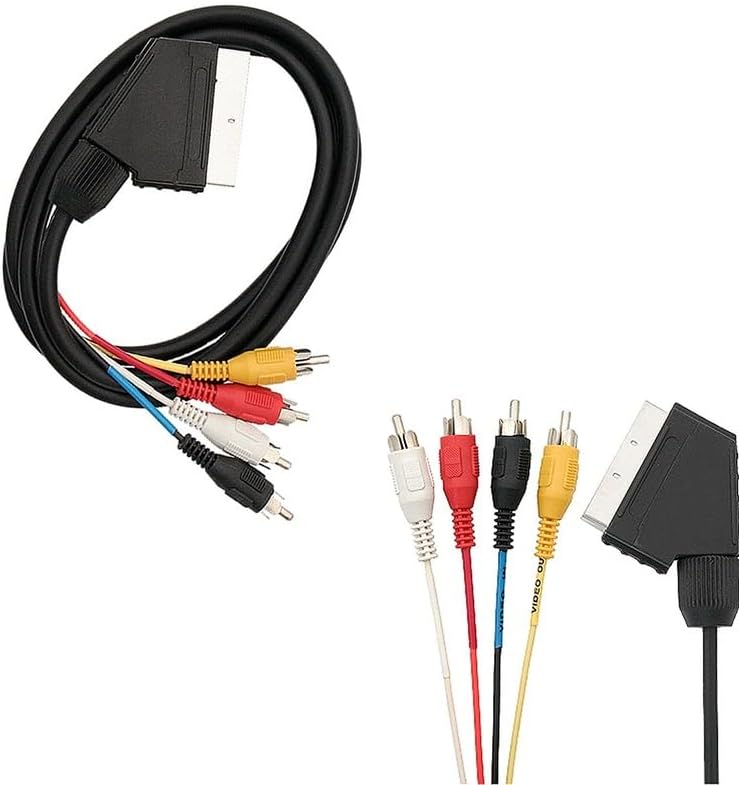 Scart 4 RCA Kablo, 1.2 Metre, 8 mm, Siyah