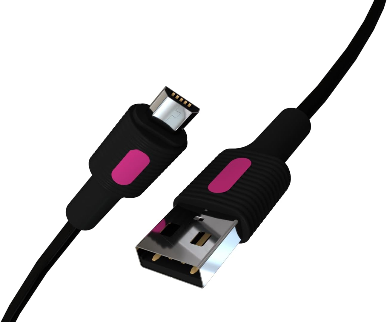 Coral Micro USB Hızlı Şarj Kablosu (Siyah + Fuşya/Siyah Uç) (150 CM)