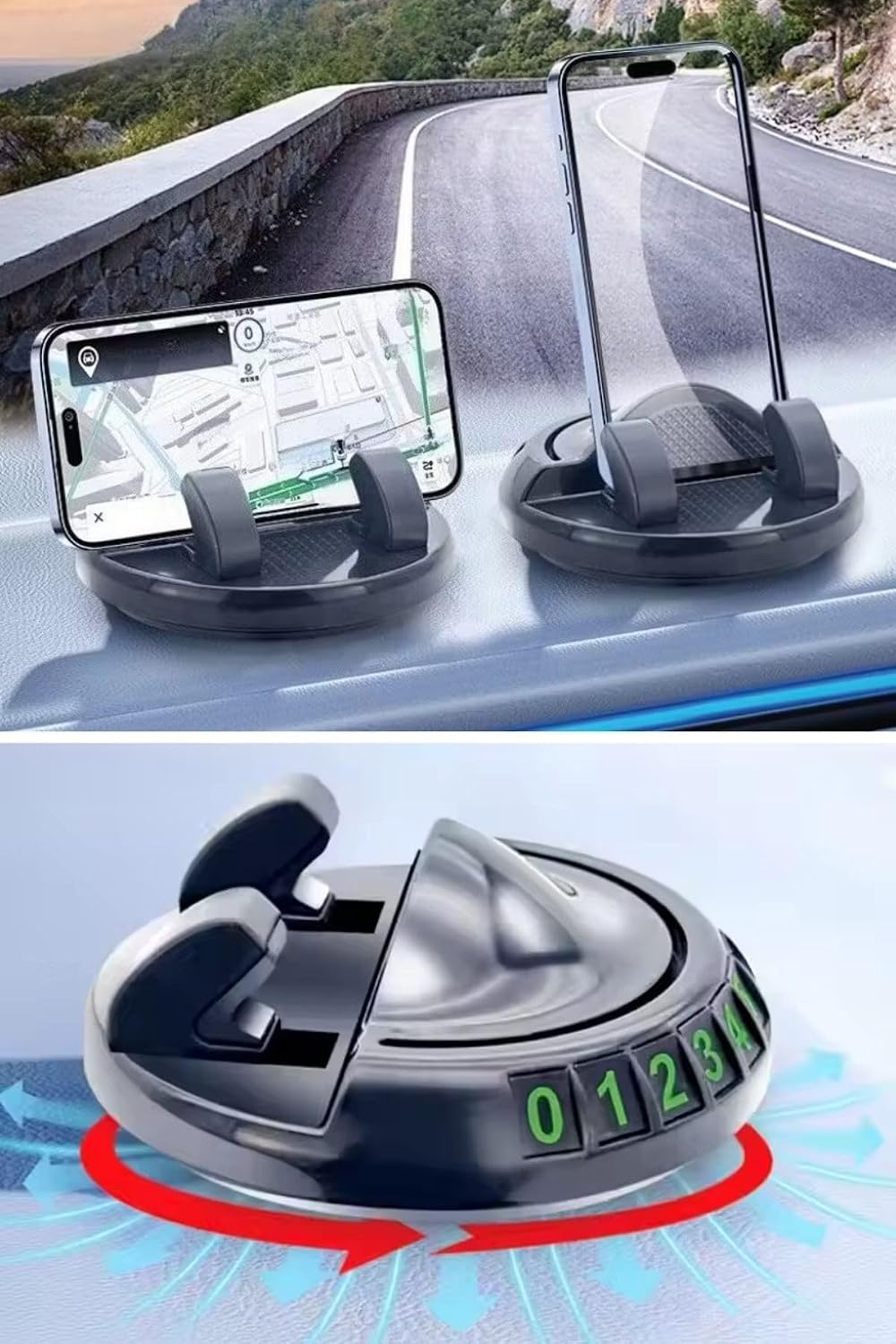 ® Numaratörlü Güçlü Yapışkanlı 360 Derece Dönebilen Su Geçirmez Araç İçi Telefon Tutucu Plastik Aparat