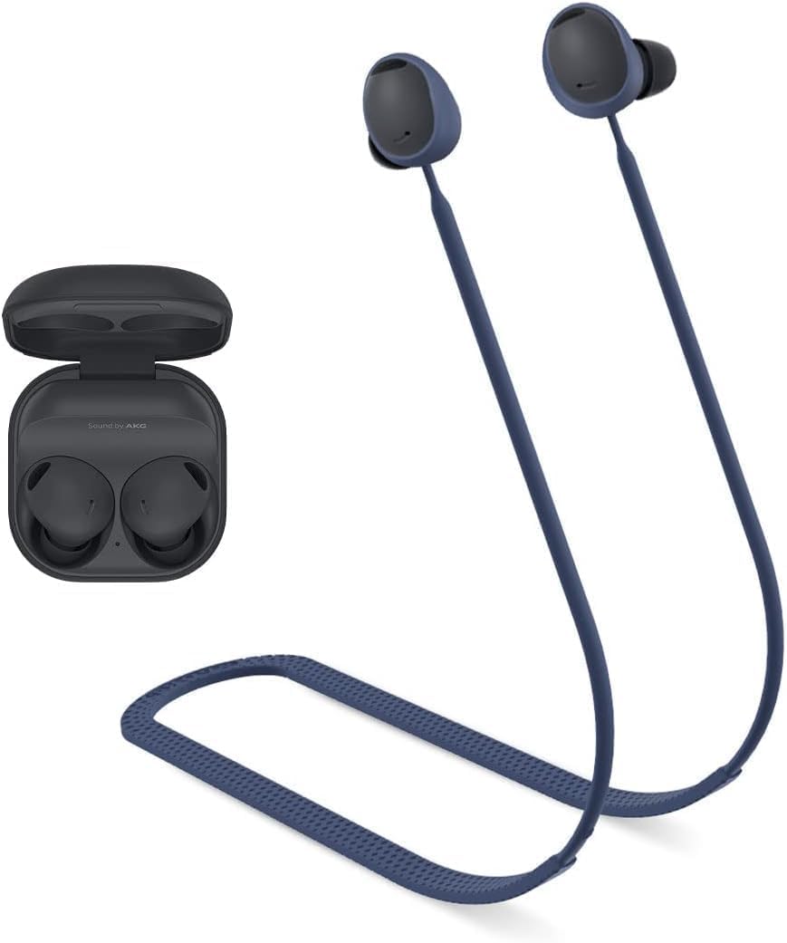 Samsung Galaxy Buds2 ile uyumlu/Galaxy Buds2 Pro ile uyumlu Yumuşak Güçlü Silikon Özel Kaymaz Tasarım Spor Kaybolmaya Karşı Kulaklık Aksesuarları Boyun ipi Lacivert