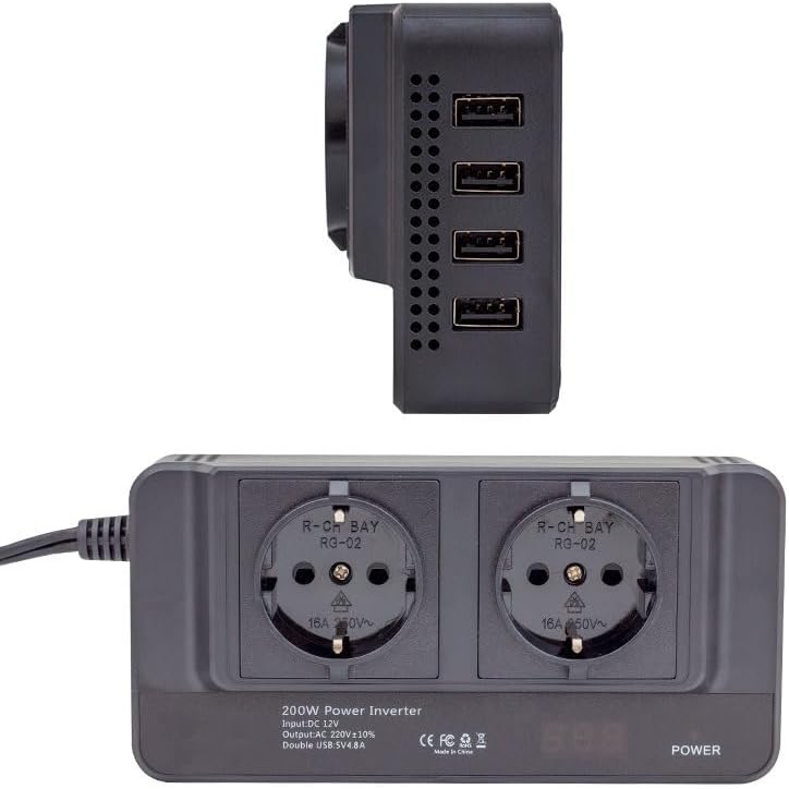 200 Watt 12 Volt to 220 Volt Cakmaktan Çevirici Socket Converter Modified Sinus Inverter Dönüştürücü 4 USB, Superbox Modem, Pc, Led, Şarj Cihazları Aydınlatma için